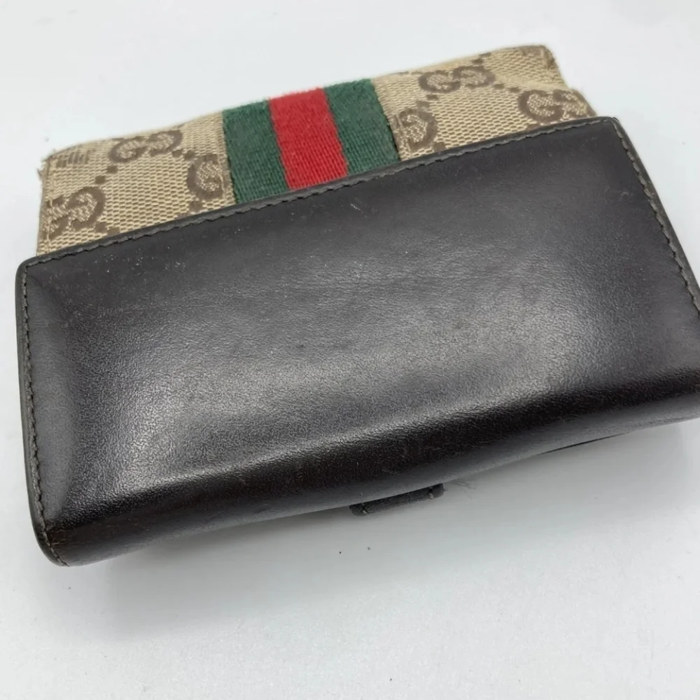🤎🔹️GUCCI 🔹️purse Leather wallet Italy GG Canvas Brown Supreme - Picture 5 of 15